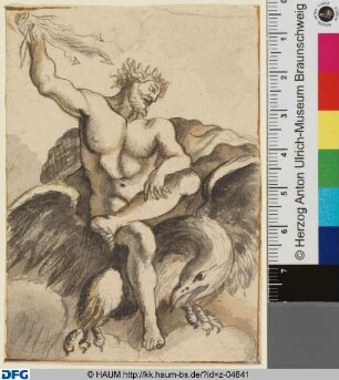 Jupiter auf dem Adler sitzend, mit Blitzstrahl in der Hand