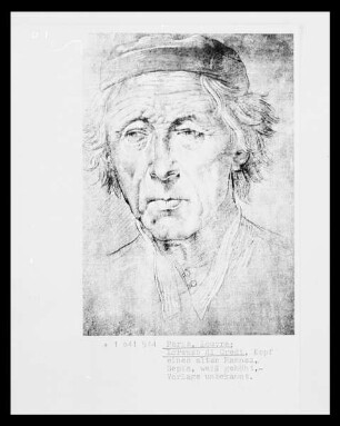 Zeichnung: Kopf eines Alten, frontal