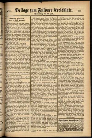 Zweite Ausgabe vom Donnerstag, den 11. Juli 1901.