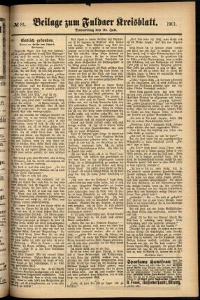 Zweite Ausgabe vom Donnerstag, den 11. Juli 1901.