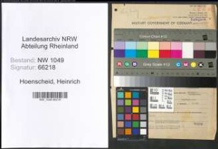 Entnazifizierung Heinrich Hoenscheid , geb. 18.03.1892 (Kaufmann)