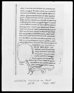 Gregorius Magnus, Moralia in Job, Pars 3, liber 11-16 — Initiale Q (uia amici), der Strich in Gestalt eines Drachen, Folio 90recto