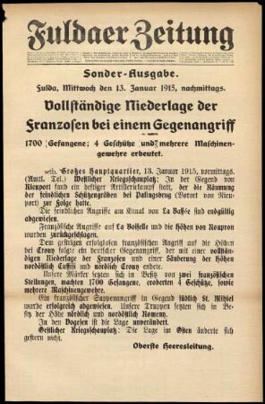 Ausgabe vom Mittwoch, den 13. Januar 1915.