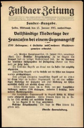 Ausgabe vom Mittwoch, den 13. Januar 1915.