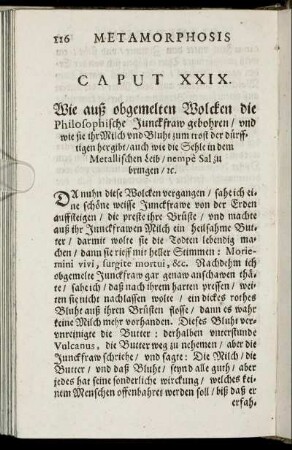 Caput XXIX. Wie auß obgemelten Wolcken die Philosophische Junckfraw gebohren ...