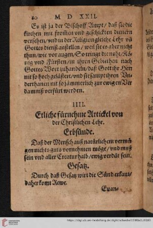 Etliche fürnehme Artickel von der christlichen Lehr