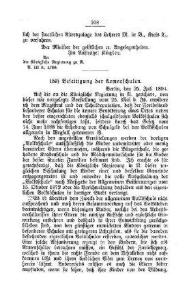 Beseitigung der Armenschulen : [E. Oeffentliches Volksschulwesen]