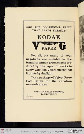 Eastman Kodak Company [Kodak Velvet Green Paper]