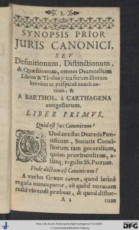 Synopsis Prior Juris Canonici.