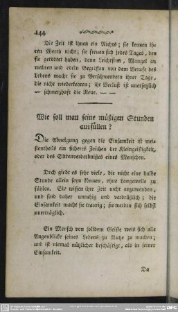 Wie soll man seine müßigen Stunden ausfüllen?