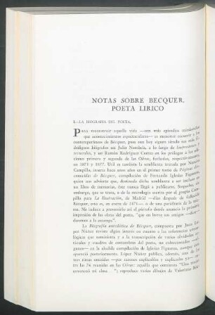 Notas sobre Becquer, poeta lírico