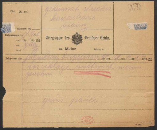 Brief an Ludwig Strecker <senior> an B. Schott's Söhne : 10.12.1915
