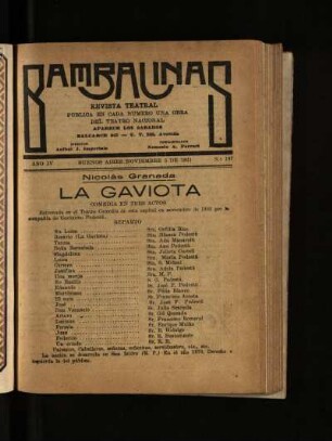 La gaviota : comedia en tres actos