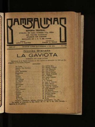 La gaviota : comedia en tres actos