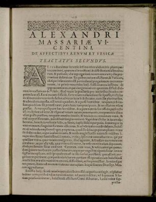 De Affectibus Renum & Vesicae. Tractatus Secundus