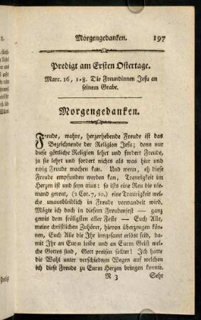 197-221, III. am Ersten Ostertage, über Marc. 16, 1-8. Morgengedanken.