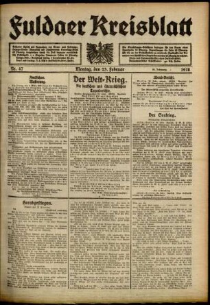 Ausgabe vom Montag, den 25. Februar 1918.