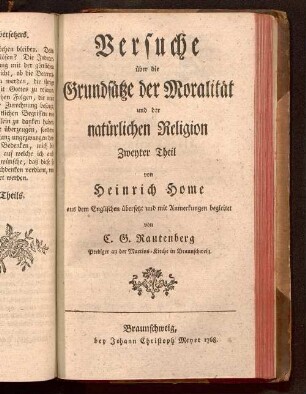 2: Versuche über die ersten Gründe der Sittlichkeit und der natürlichen Religion : in zween Theilen