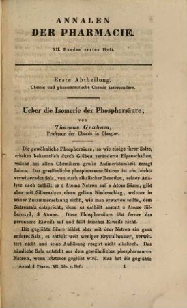 Annalen der Pharmacie. 12, 12. 1834