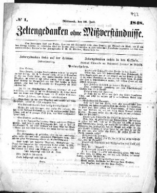 Zeltengedanken ohne Mißverständnisse. N[umer]o 1. (Sammlung Friedlaender)