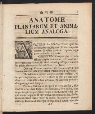 Anatome Plantarum Et Animalium Analoga.