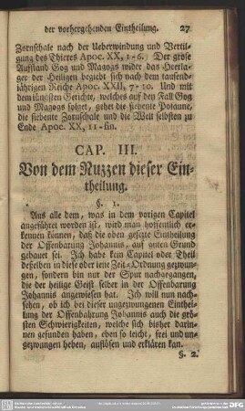 Cap. III. Von dem Nuzzen dieser Eintheilung