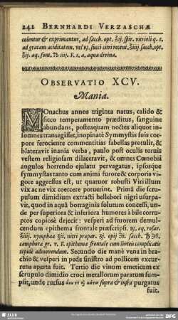 Observatio XCV [i.e. XCIV]. Mania
