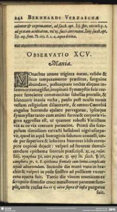 Observatio XCV [i.e. XCIV]. Mania