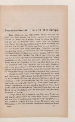 Zusammenfassende Übersicht über Europa