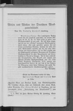 Wesen und Wollen der Deutschen Werkgemeinschaft