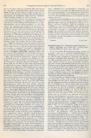 940-941 [Rezension] Zwingli, Ulrich, Zwinglis liturgische Formulare