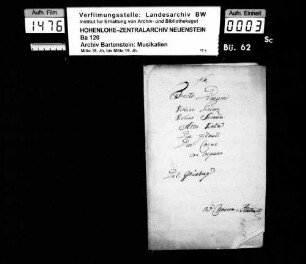 Theodor Grünberger: Fracto Demum / Violino Primo / Violino Secondo / Alto Viola / Due Flauti / Due Corni / con Organo / Del: Grünberg; Ms.ca. 1790.
