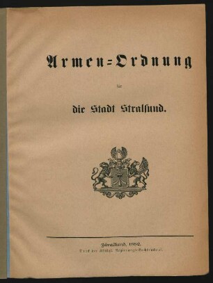 Armen-Ordnung für die Stadt Stralsund