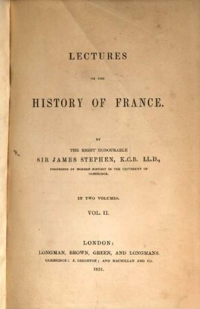 Lectures on the history of France. 2