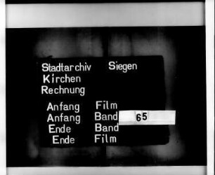 Kirchenrechnung der Stadt Siegen der Kirchmeister Johann Ihrle und Johann Solbach