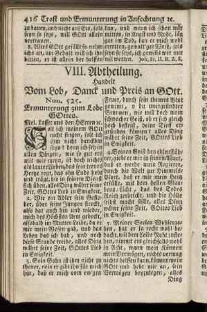 VIII. Abtheilung. Handelt vom Lob, Danck und Preis an Gott.