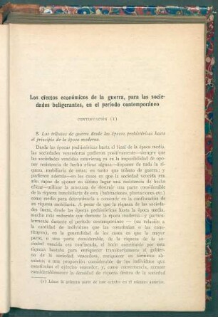 Los efectos económicos de la guerra, para las sociedades beligerantes, en el período contemporáneo