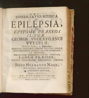 Dissertatio Medica De Epilepsia