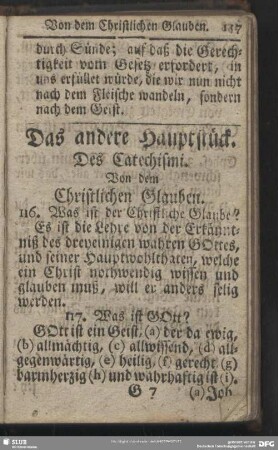Das andere Hauptstück. Des Catechismi. Von dem Christlichen Glauben