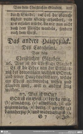 Das andere Hauptstück. Des Catechismi. Von dem Christlichen Glauben
