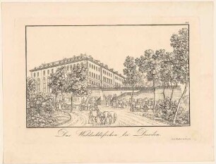 Brauerei und Restaurant "Zum Waldschlösschen" (1840 eingeweiht), am rechten Elbufer zwischen Loschwitz und Dresden an der Bautzner Straße, Blick nach Osten