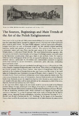 The Sources, Beginnings and Main Trends of the Art of the Polish Enlightenment
