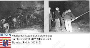 Pfungstadt, 1947 Oktober 24 / Löschung eines Feuers in der Hammerstraße / 2 Gruppenaufnahmen