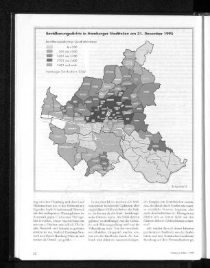 Bevölkerungsdichte in Hamburger Stadtteilen am 31. Dezember 1995