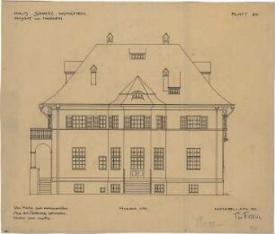 Fischer, Theodor; München - Laim; Haus Schätz - Nordseite (Ansicht)