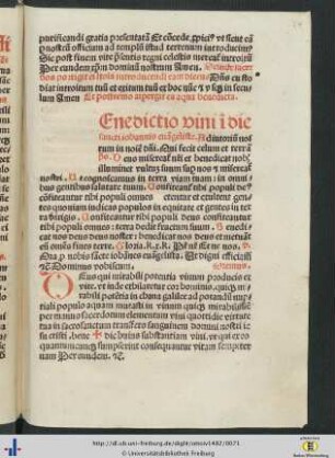 Benedictio vini in die sancti iohannis evangeliste.
