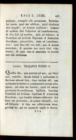 LXXII. Trajanus Plinio S.