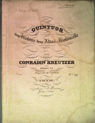Quintuor pour deux violons, deux altos & violoncelle : oeuvre 62