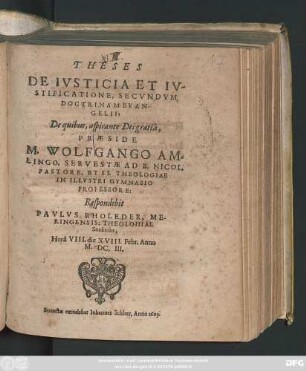 Theses De Iusticia Et Iustificatione, Secundum Doctrinam Evangelii