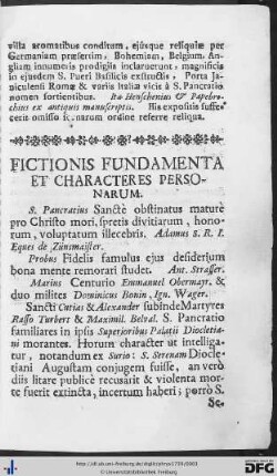 Fictionis Fundamenta Et Characteres Personarum.